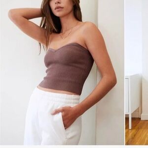 Aritzia, Babaton - Mauve Sculpt Knit Strapless Sweetheart Top